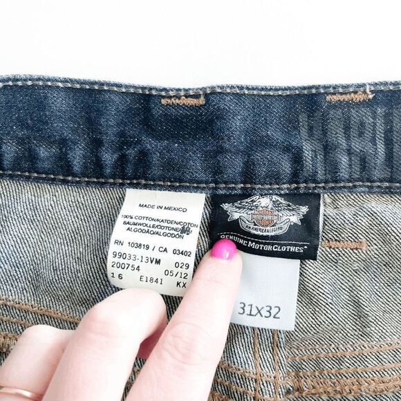 Harley Davidson Mens Denim Jeans Straight Leg Blue Wash Size 31 - Picture 5 of 10